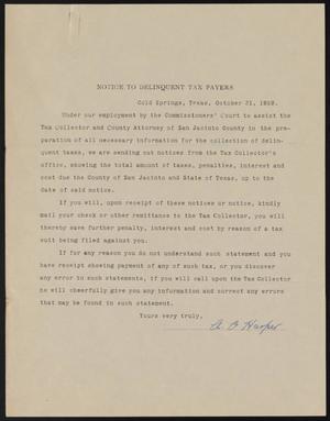 Primary view of object titled '[Letter from A. G. Harper, October 31, 1929]'.