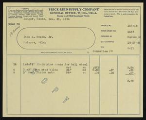 Primary view of object titled '[Invoice From Frick-Reid Supply Company to Jake L. Hamon, Jr., December 31, 1924]'.