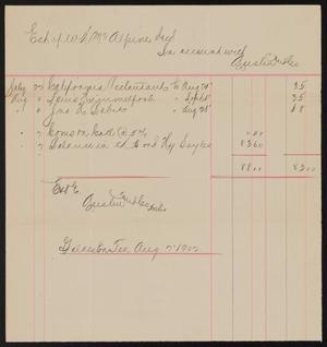 Primary view of object titled '[Expenses of W. K. McAlpine's Estate Billed by Rustin & Company, August 7, 1902]'.