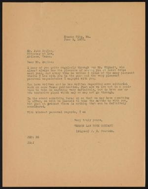 [Letter from J. E. Pearson to John Sayles, June 9, 1932]