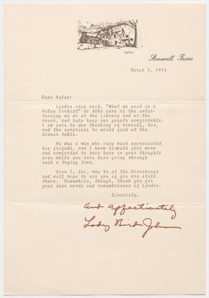 [Letter from Lady Bird Johnson to Helen Corbitt, March 5, 1973]