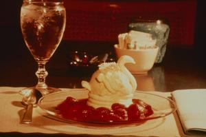 [Place setting of ice cream]
