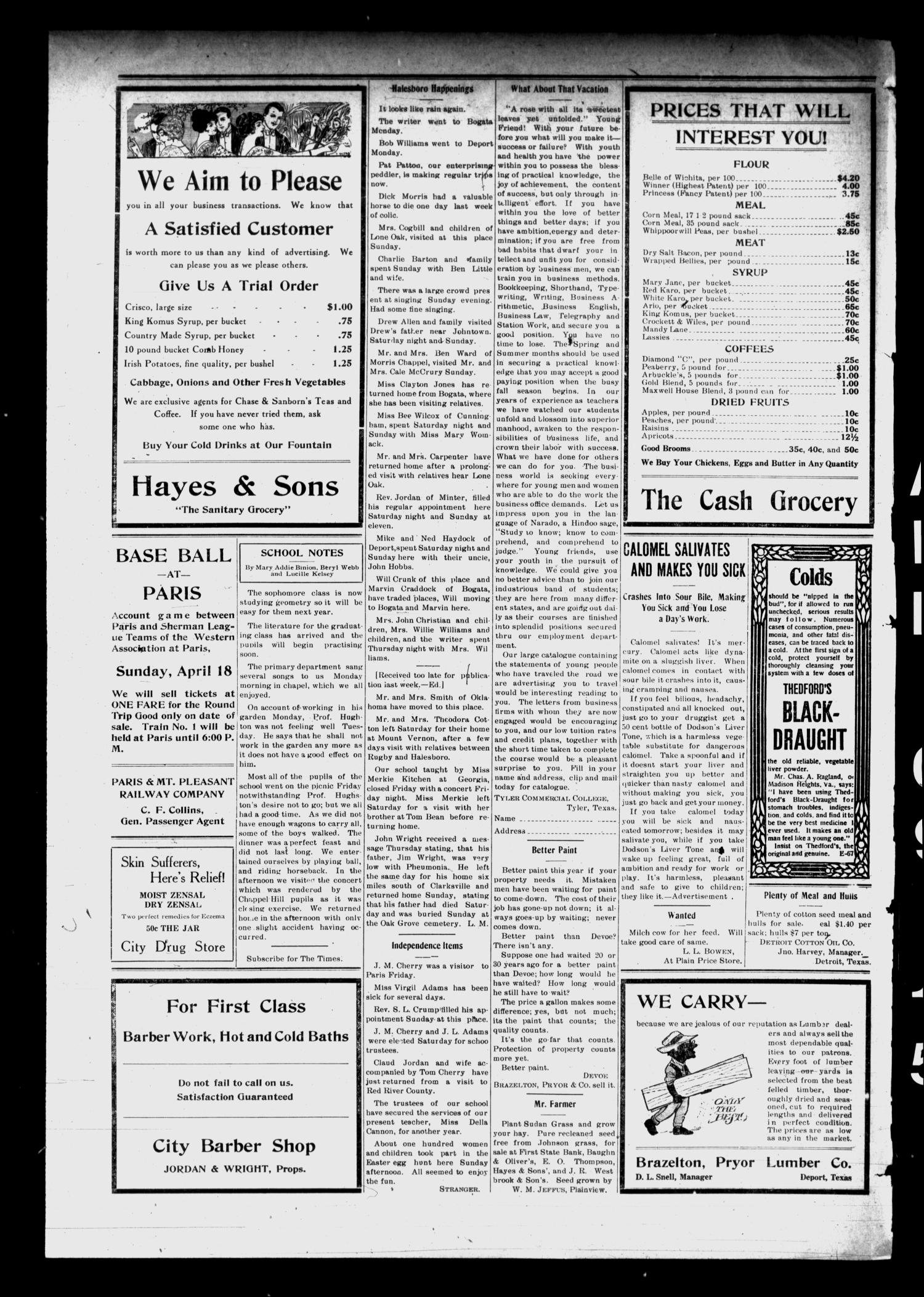 The Deport Times (Deport, Tex.), Vol. 7, No. 10, Ed. 1 Friday, April 9, 1915
                                                
                                                    [Sequence #]: 4 of 4
                                                
