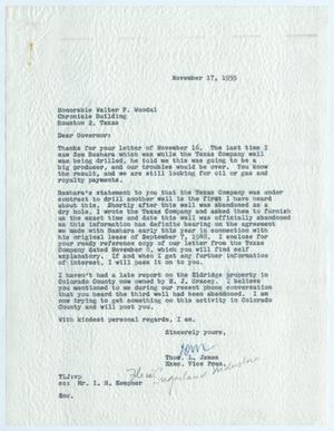 Primary view of object titled '[Letter from Thomas L. James to Walter F. Woodul, November 17, 1955]'.