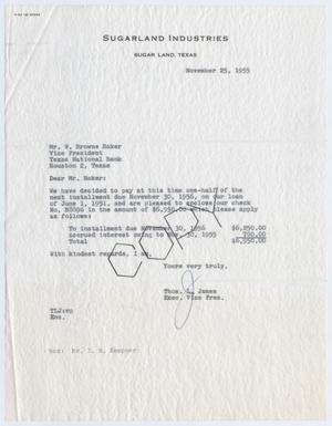 [Letter from Thomas L. James to W. Browne Baker, November 25, 1955]