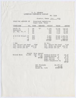 [Invoice for Cattle Account, August 1, 1955]