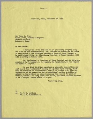 [Letter from I. H. Kempner to Homer L. Bruce, September 29, 1955]