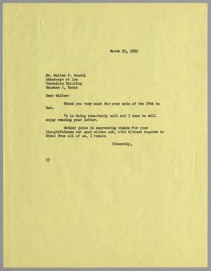 [Letter from Harris L. Kempner to Walter F. Woodul, March 30, 1955]