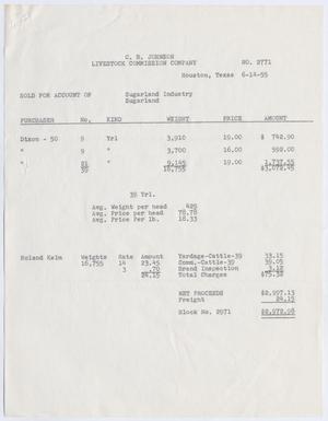 [Invoice for Cattle Account, June 14, 1955]