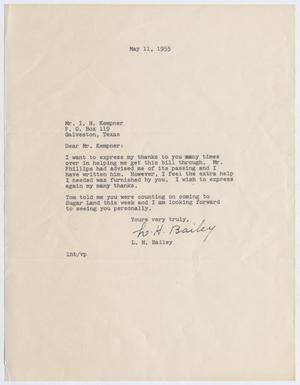 [Letter from L. H. Bailey to I. H. Kempner, May 11, 1955]