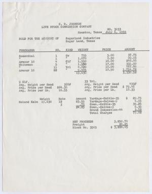 Primary view of object titled '[Invoice for Cattle Account, July 6, 1955]'.