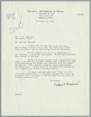Primary view of object titled '[Letter from Walter F. Woodul to I. H. Kempner, December 31, 1954]'.