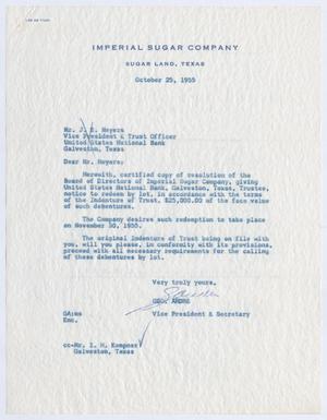 Primary view of object titled '[Letter from George Andre to J. E. Meyers, October 25, 1955]'.