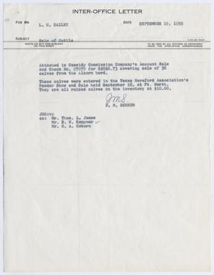 [Letter from J. M. Schrum to L. H. Bailey, September 19, 1955]