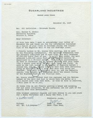Primary view of object titled '[Letter from Thomas L. James to Walter F. Woodul, December 23, 1954]'.