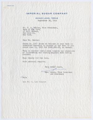 [Letter from George Andre to G. S. Butler, September 30, 1955]
