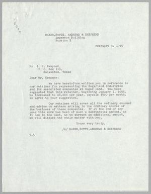 [Letter from Baker, Botts, Andrews & Shepherd, February 9, 1955]