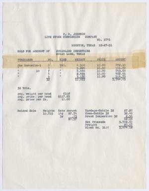 [Invoice for Cattle Account, December 27, 1955]