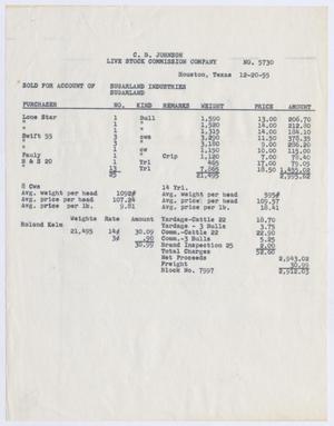 [Invoice for Cattle Account, December 20, 1955]