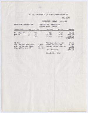 [Invoice for Cattle Account, November 1, 1955]