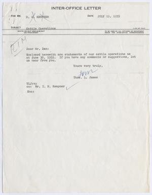 [Letter from T. L. James to D. W. Kempner, July 19, 1955]