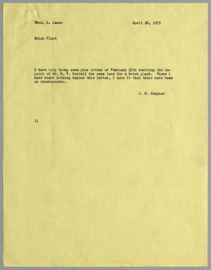 [Letter from I. H. Kempner to Thomas L. James, April 26, 1955]