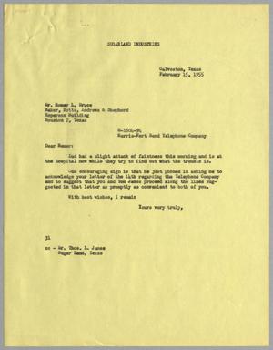 [Letter from Harris L. Kempner to Homer L. Bruce, February 15, 1955]