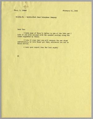 [Letter from Harris L. Kempner to Thomas L. James, Febrruary 17, 1955]