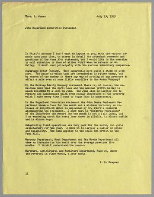 [Letter from I. H. Kempner to Thomas L. James, July 19, 1955]