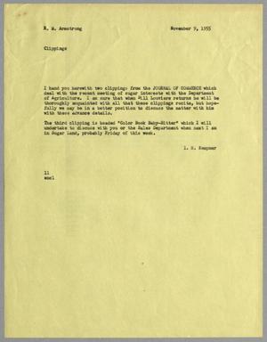 [Letter from I. H. Kempner to R. M. Armstrong, November 9, 1955]