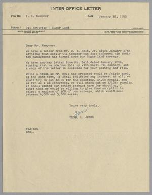 [Letter from Thomas L. James to I. H. Kempner, January 31, 1955]