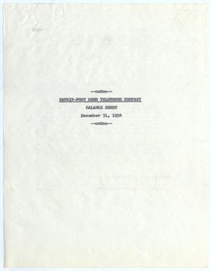 [Harris-Fort Bend Telephone Company, Balance Sheet, December 31, 1954]