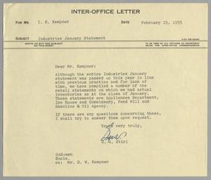 [Letter from G. A. Stirl to I. H. Kempner, February 15, 1955]