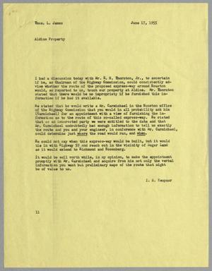 [Letter from I. H.  Kempner to Thomas L. James, June 17, 1955]