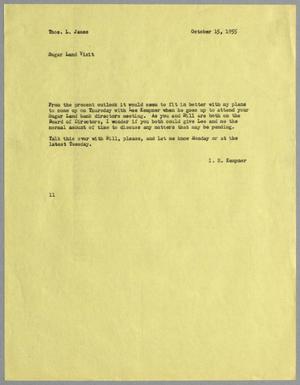 [Letter from I. H. Kempner to Thomas L. James, October 15, 1955]