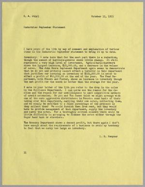 [Letter from I. H. Kempner to G. A. Stirl, October 15, 1955]