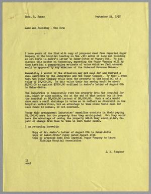 [Letter from I. H. Kempner to Thomas L. James, September 21, 1955]