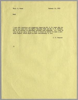 [Letter from I. H. Kempner to Thomas L. James, January 31, 1955]
