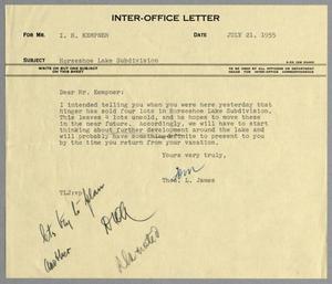 [Letter from Thomas L. James to I. H. Kempner, July 21, 1955]