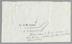 [Letter to D. W. Kempner]