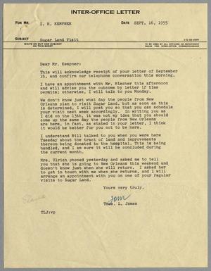 [Letter from Thomas L. James to I. H. Kempner, September 16, 1955]