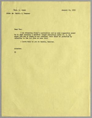 [Letter from Harris L. Kempner to Thomas L. James, January 12, 1955]