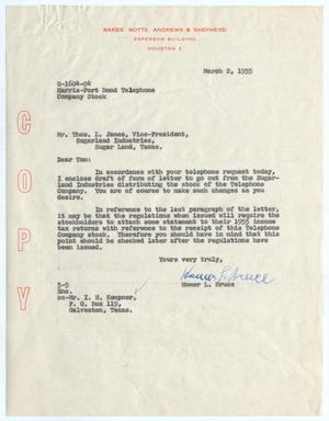 [Letter from Homer L. Bruce to Thomas L. James, March 2, 1955]