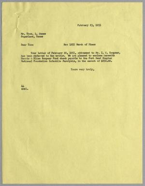 [Letter from A. H. Blackshear, Jr. to Thomas L. James, February 23, 1955]