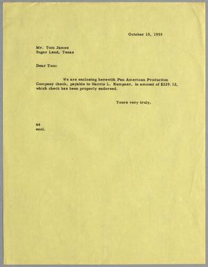 [Letter from A. H. Blackshear, Jr. to Thomas L. James, October 15, 1955]