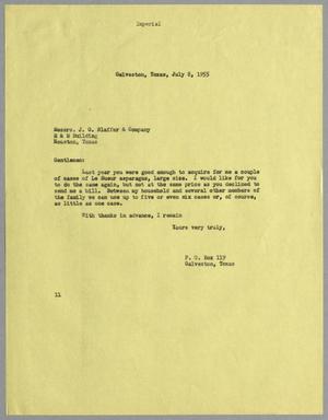 [Letter from I. H. Kempner to J. G. Blaffer & Company, July 8, 1955]