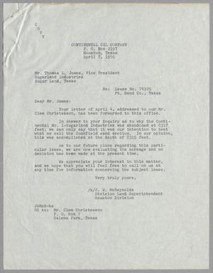 [Letter from J. W. McReynolds to Thomas L. James, April 7, 1955]