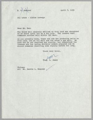 [Letter from Thomas L. James to D. W. Kempner, April 8, 1955]