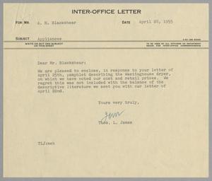 [Letter from Thomas L. James to A.H. Blackshear, April 28, 1955]