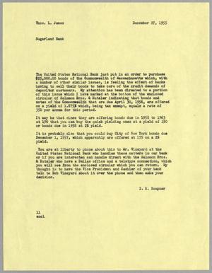 [Letter from I. H. Kempner to Thomas L. James, December 27, 1955]